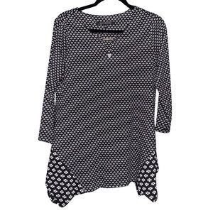 Zac & Rachel Asymmetrical Black and White Tunic with Gold Hardware NWOT